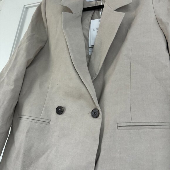 NWT Anine Bing Diana Blazer Jacket Oversized Linen Blend Sz XS Beige - Picture 6 of 8